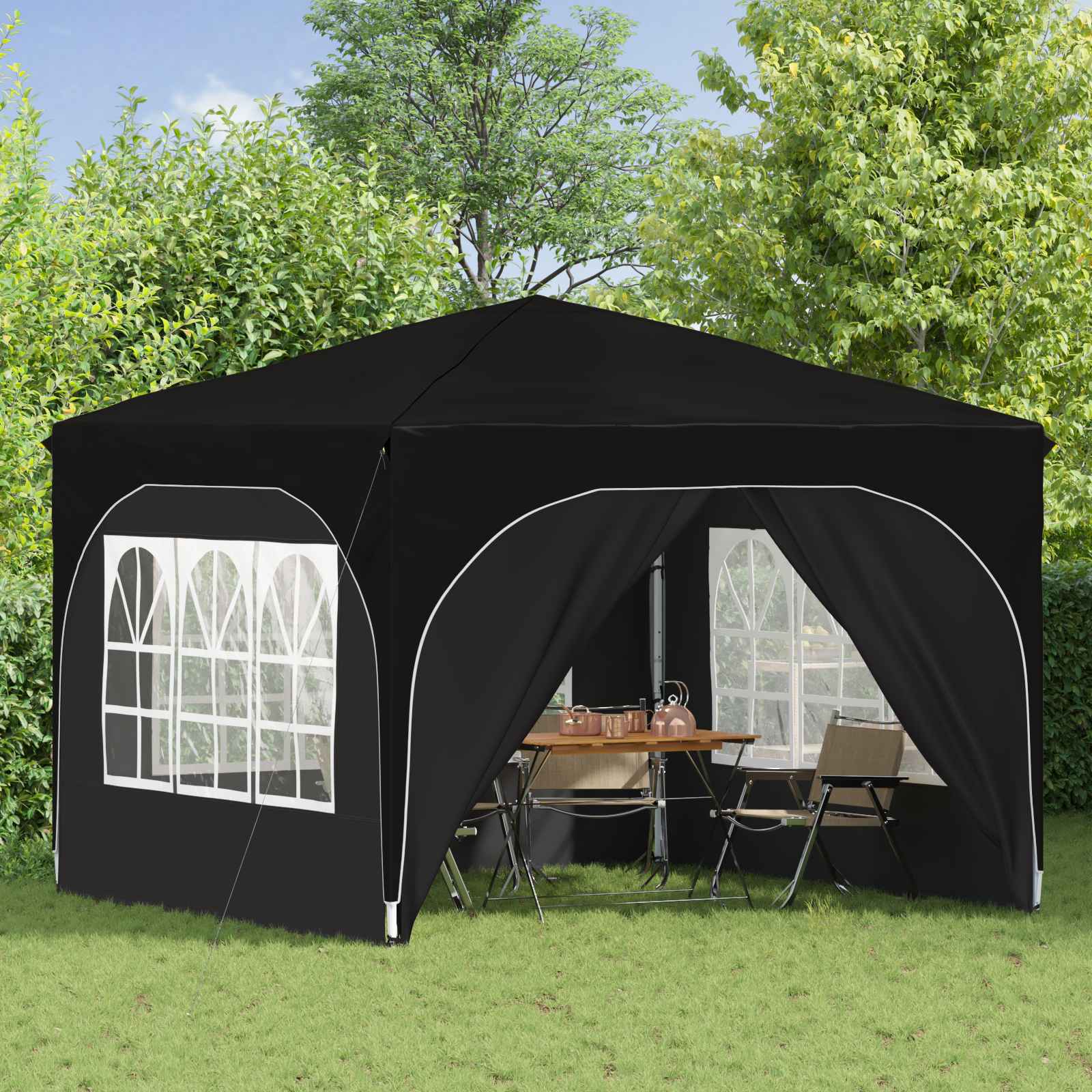 Tenda per feste a pop-up 290 x 290 x 245 cm Nero