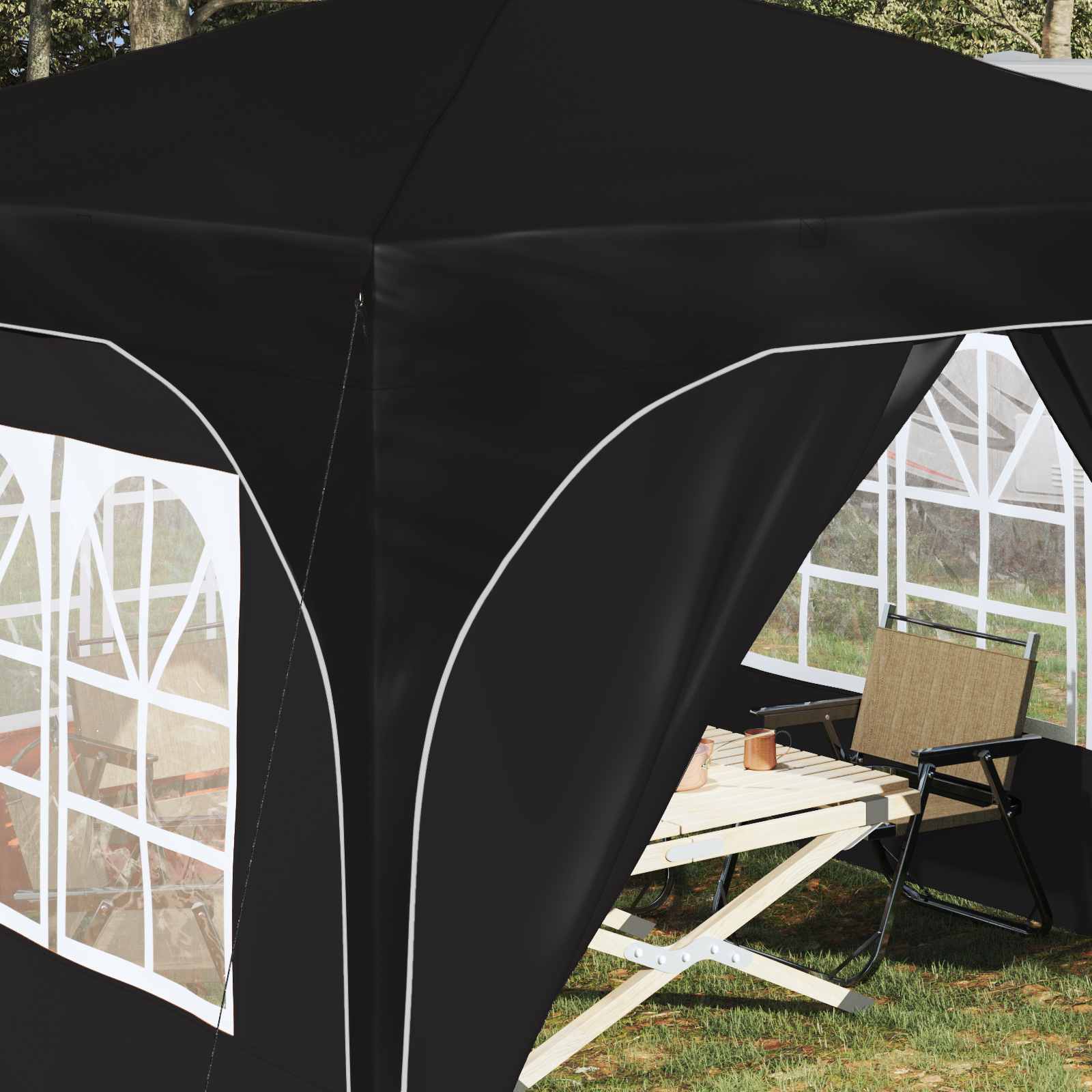 Tenda per feste a pop-up 290 x 290 x 245 cm Nero