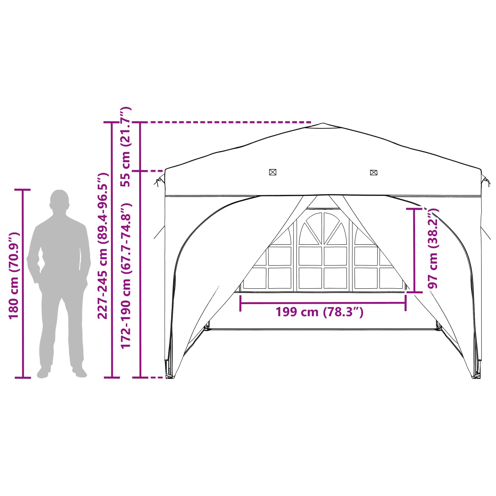 Tenda per feste a pop-up 290 x 290 x 245 cm Arancione