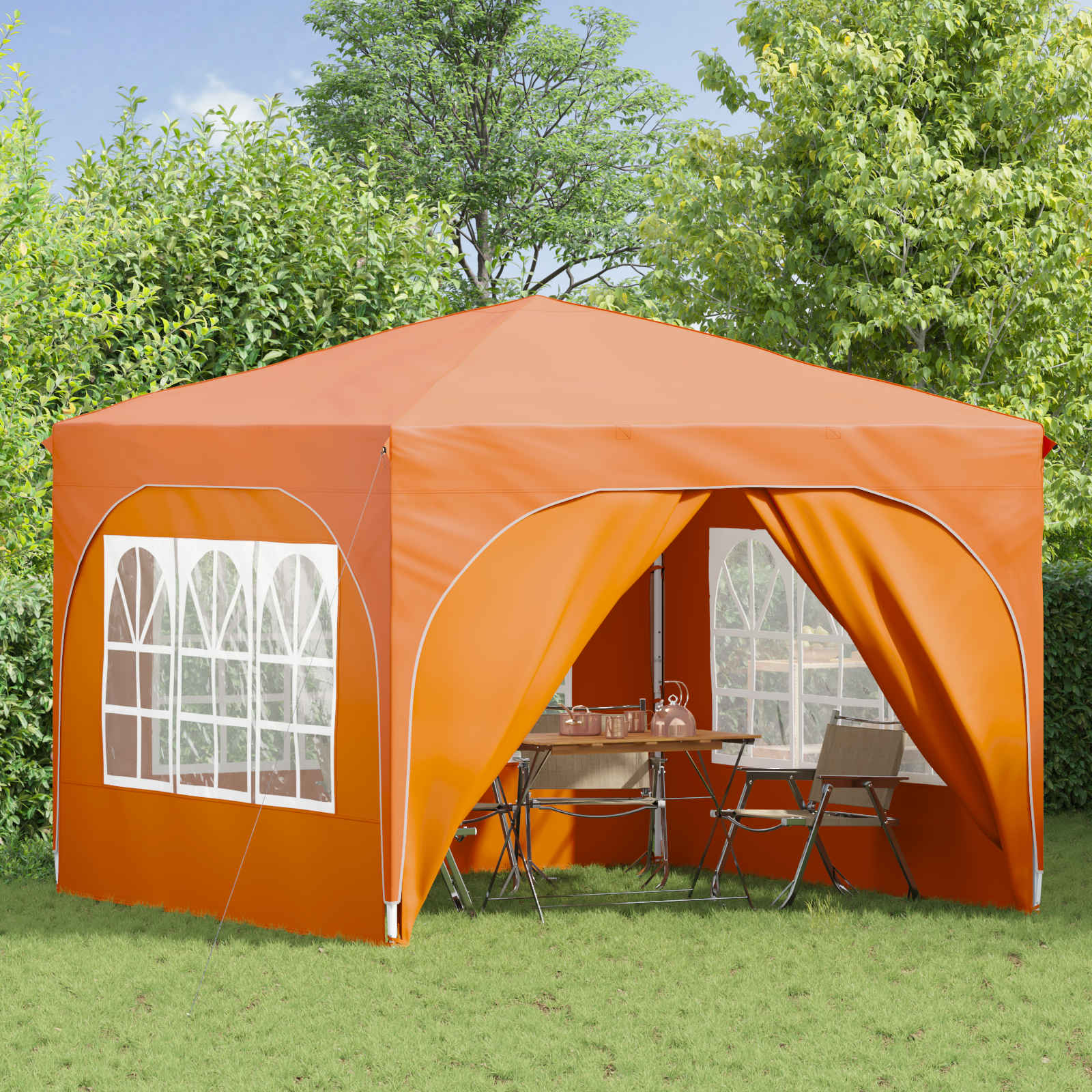 Tenda per feste a pop-up 290 x 290 x 245 cm Arancione