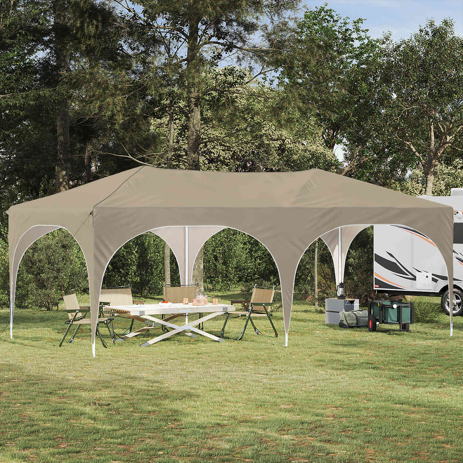 Tenda per feste a pop-up 575 x 288 x 245 cm Crema