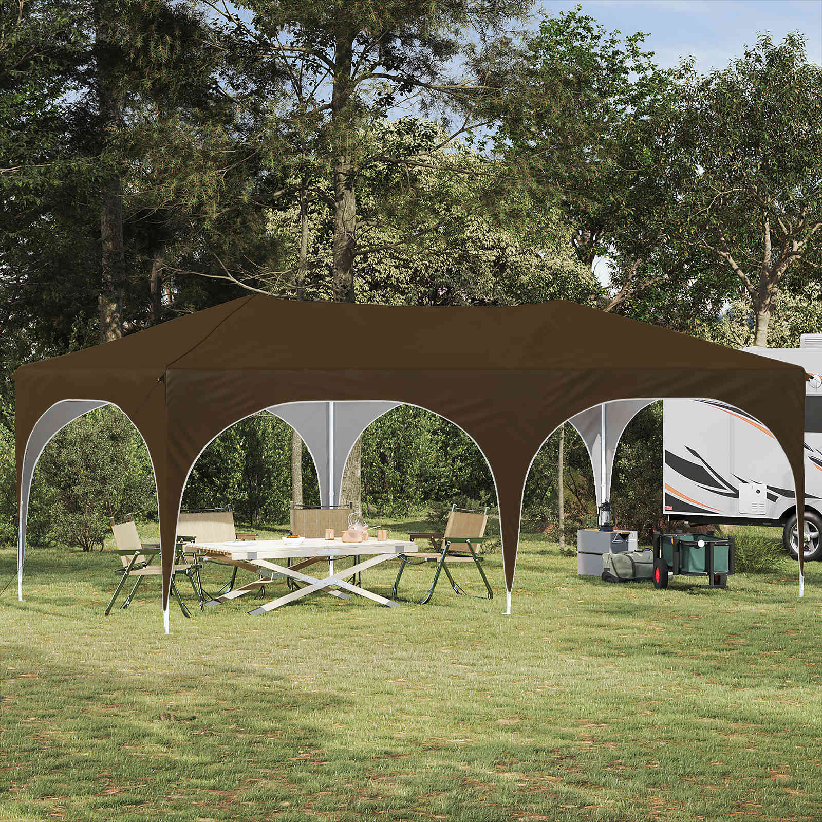 Tenda per feste a pop-up 575 x 288 x 245 cm Tortora