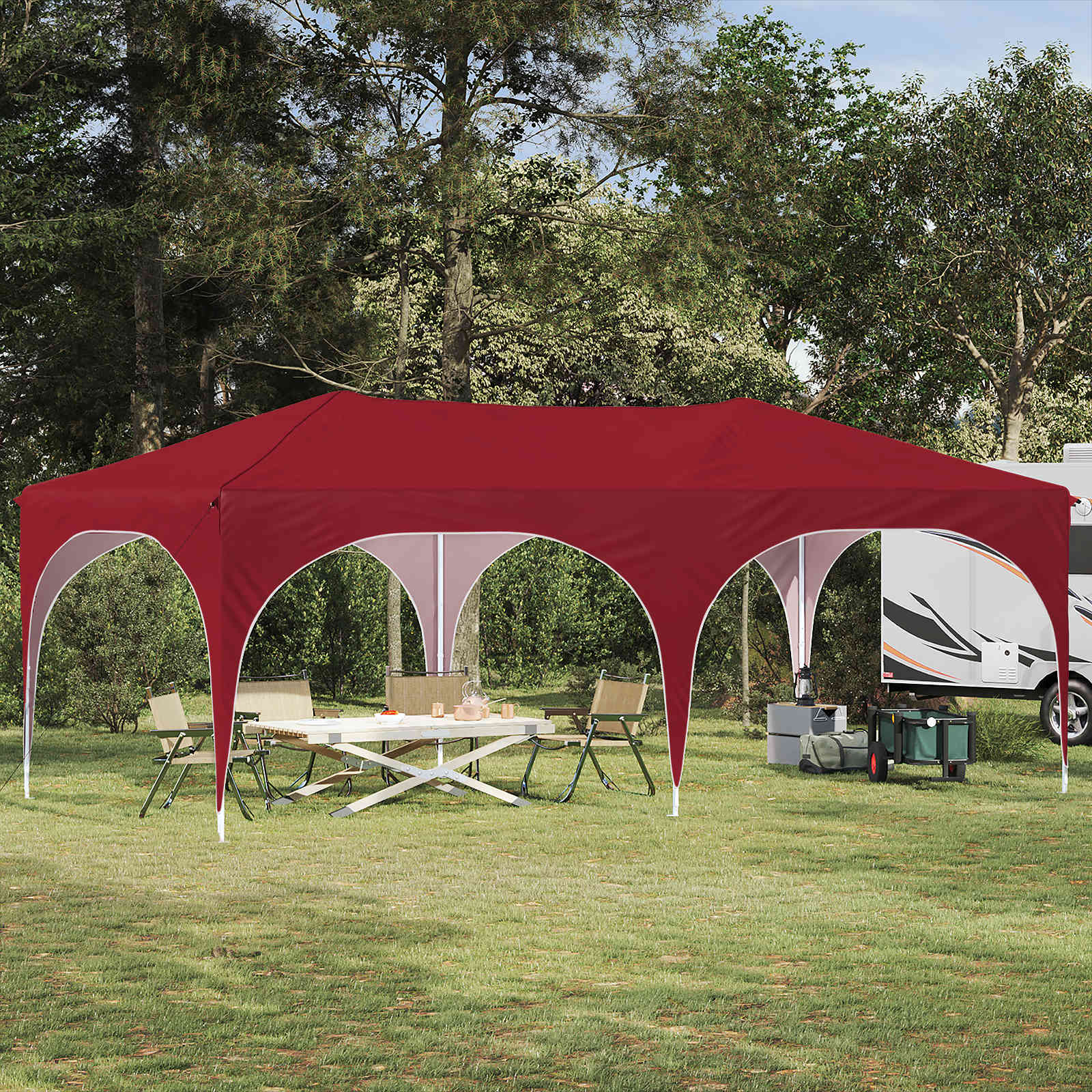 Tenda per feste a pop-up 575 x 288 x 245 cm Borgogna