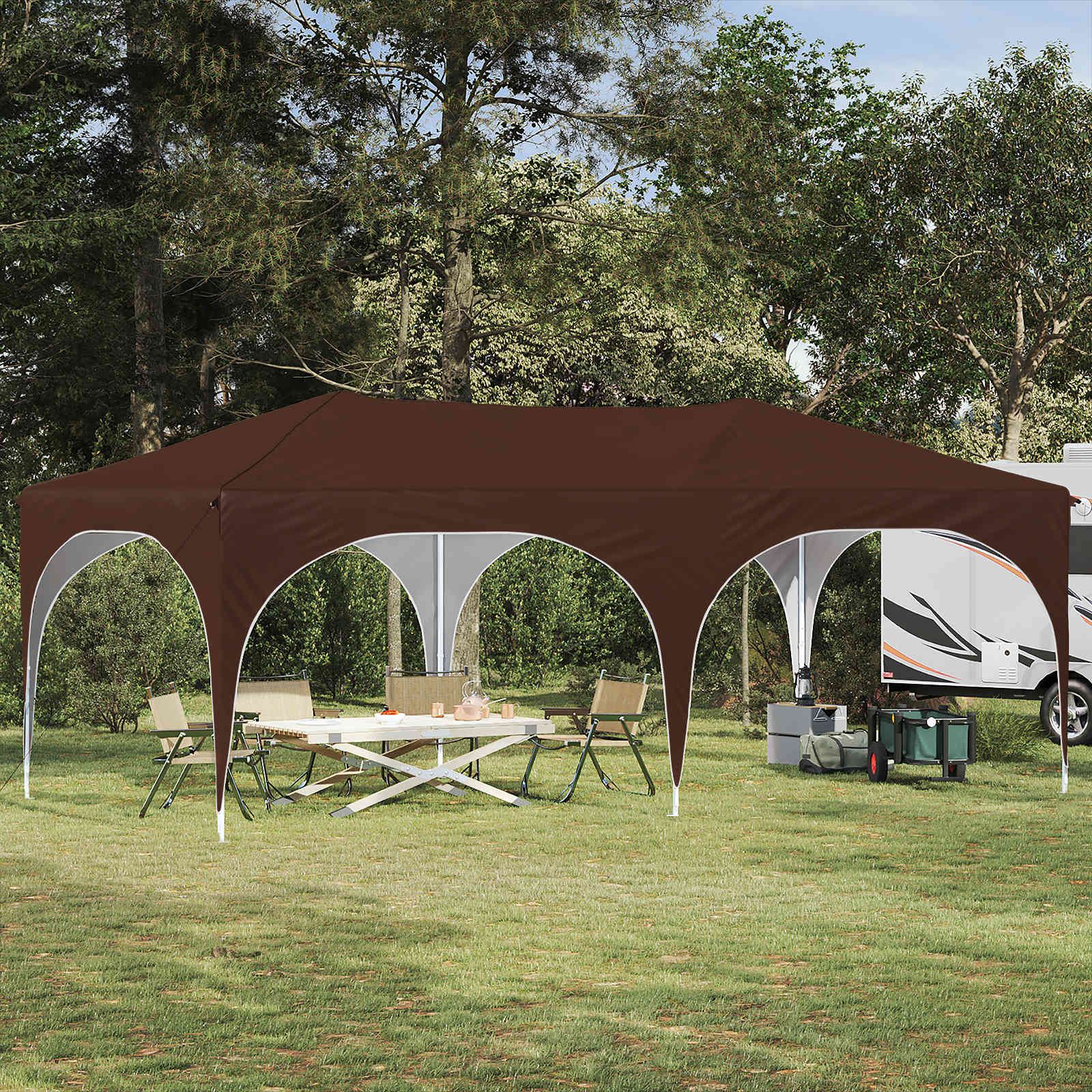 Tenda per feste a pop-up 575 x 288 x 245 cm Marrone