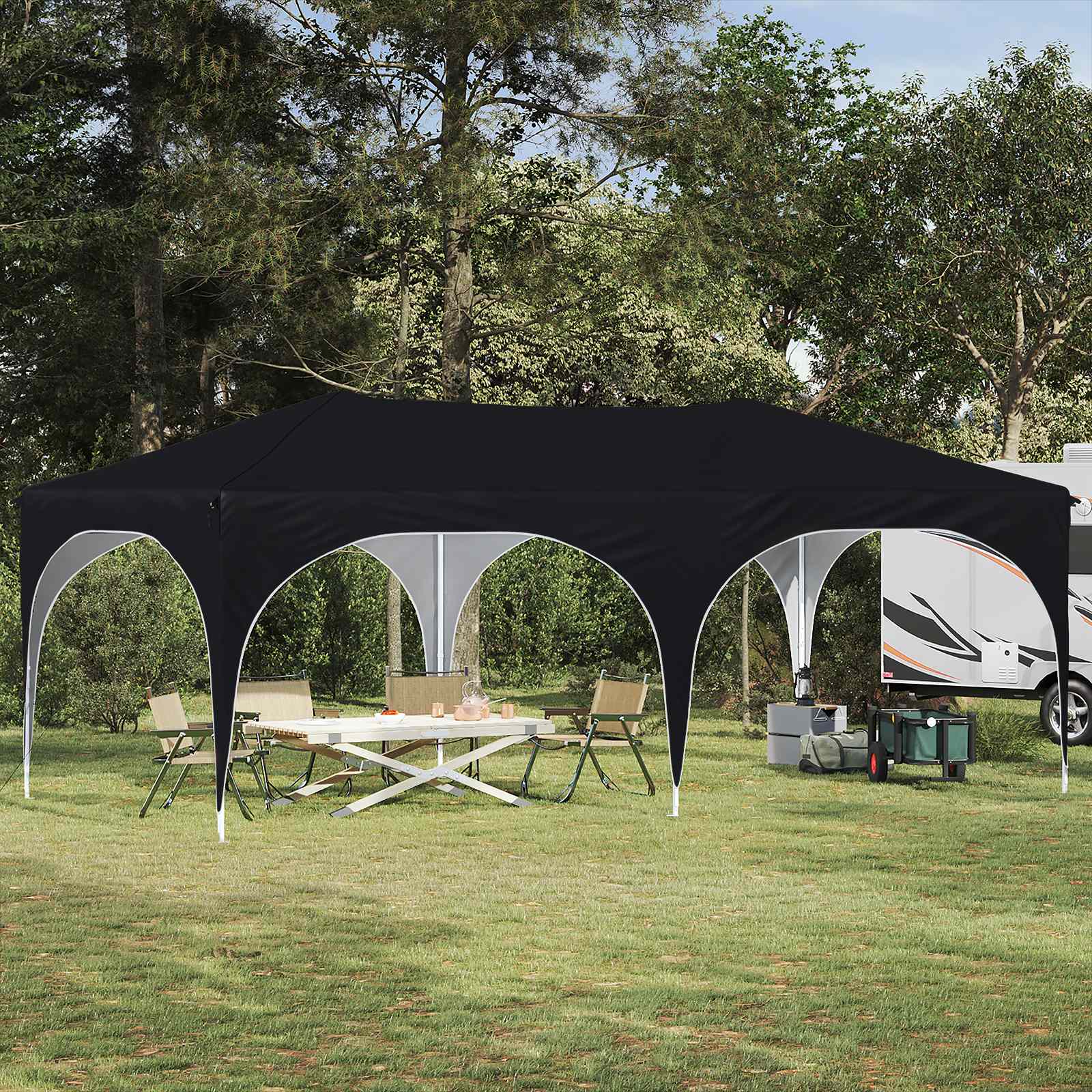 Tenda per feste a pop-up 575 x 288 x 245 cm Nero Tessuto Oxford