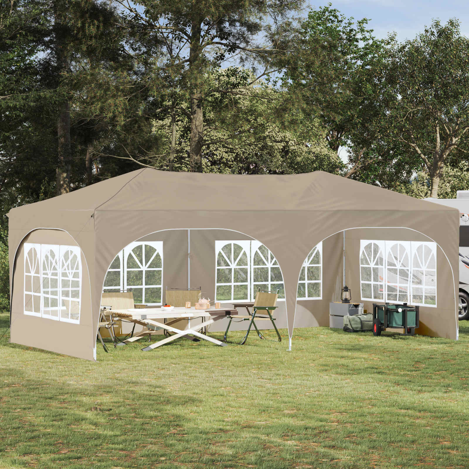 Tenda per feste a pop-up 575 x 288 x 245 cm Crema