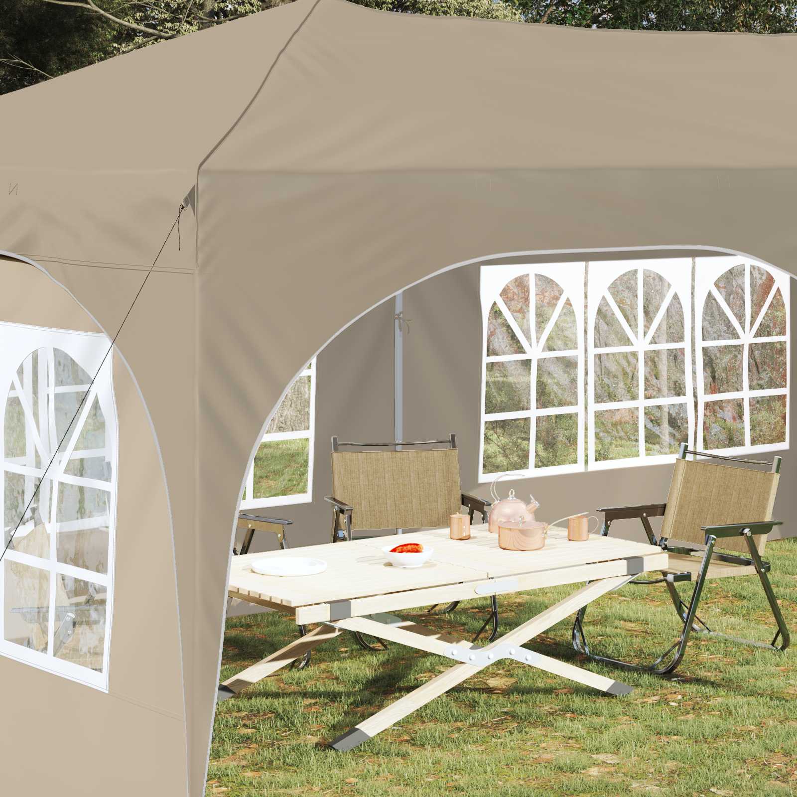 Tenda per feste a pop-up 575 x 288 x 245 cm Crema