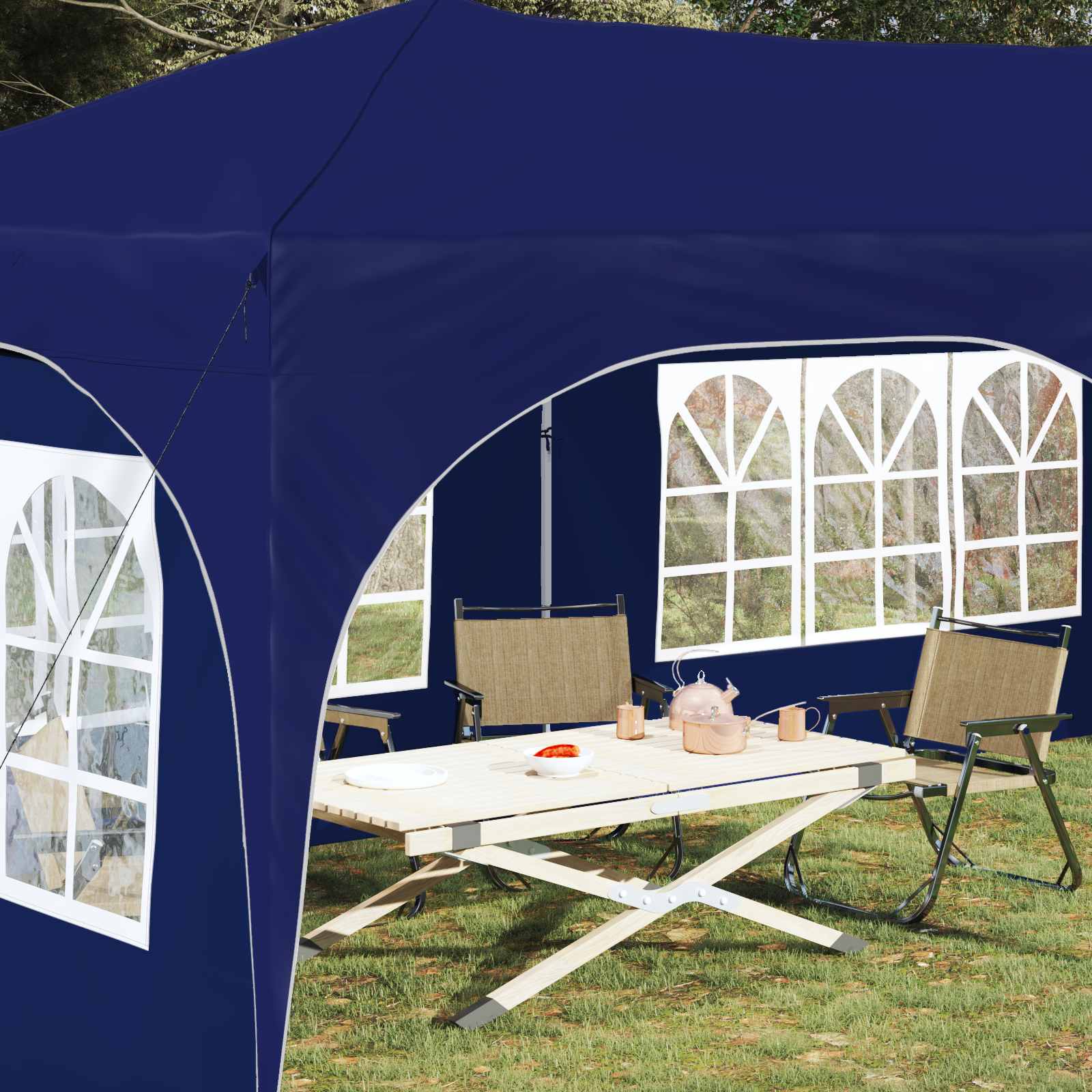 Tenda per feste a pop-up 575 x 288 x 245 cm Blu Tessuto Oxford