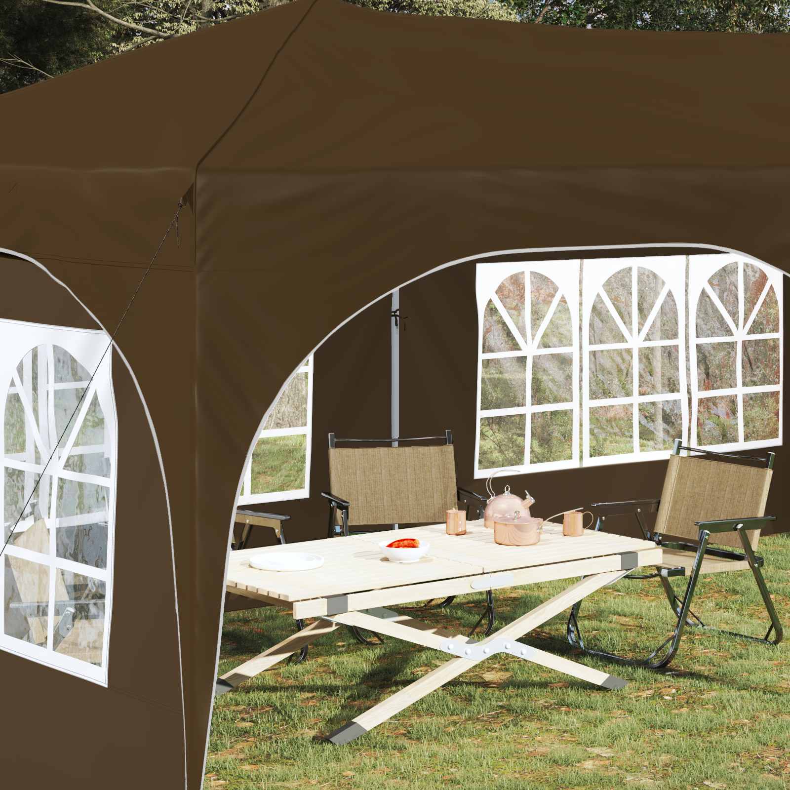 Tenda per feste a pop-up 575 x 288 x 245 cm Tortora