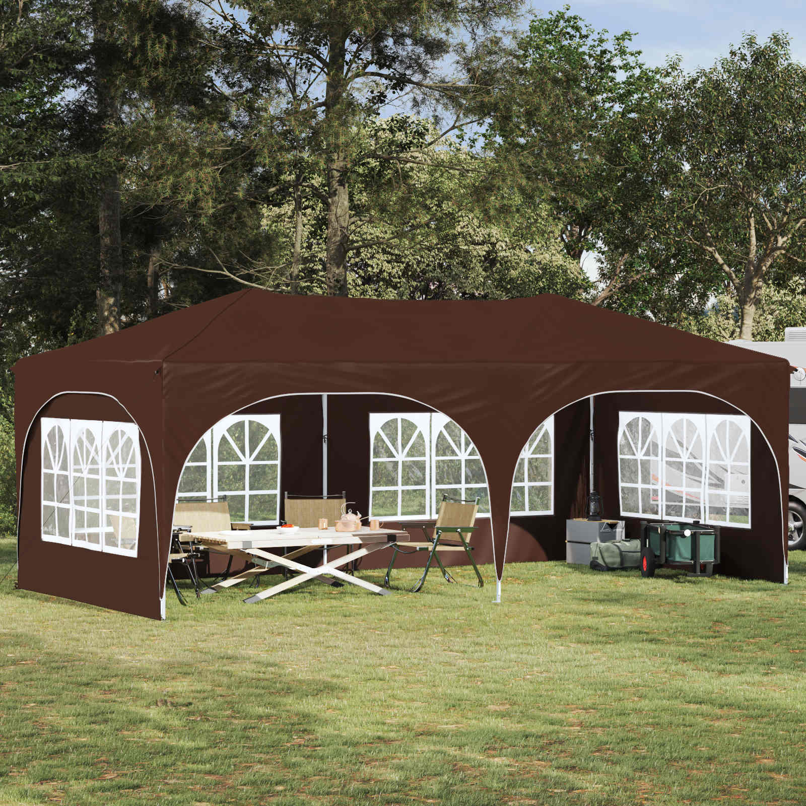 Tenda per feste a pop-up 575 x 288 x 245 cm Marrone