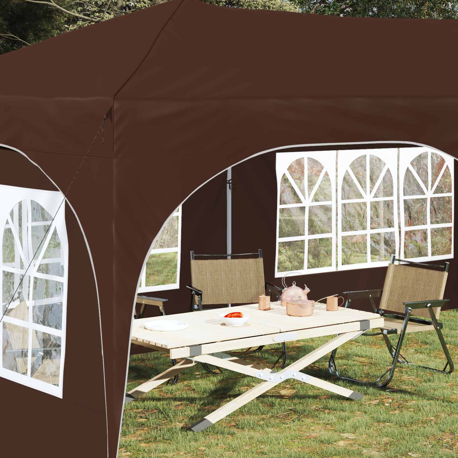 Tenda per feste a pop-up 575 x 288 x 245 cm Marrone