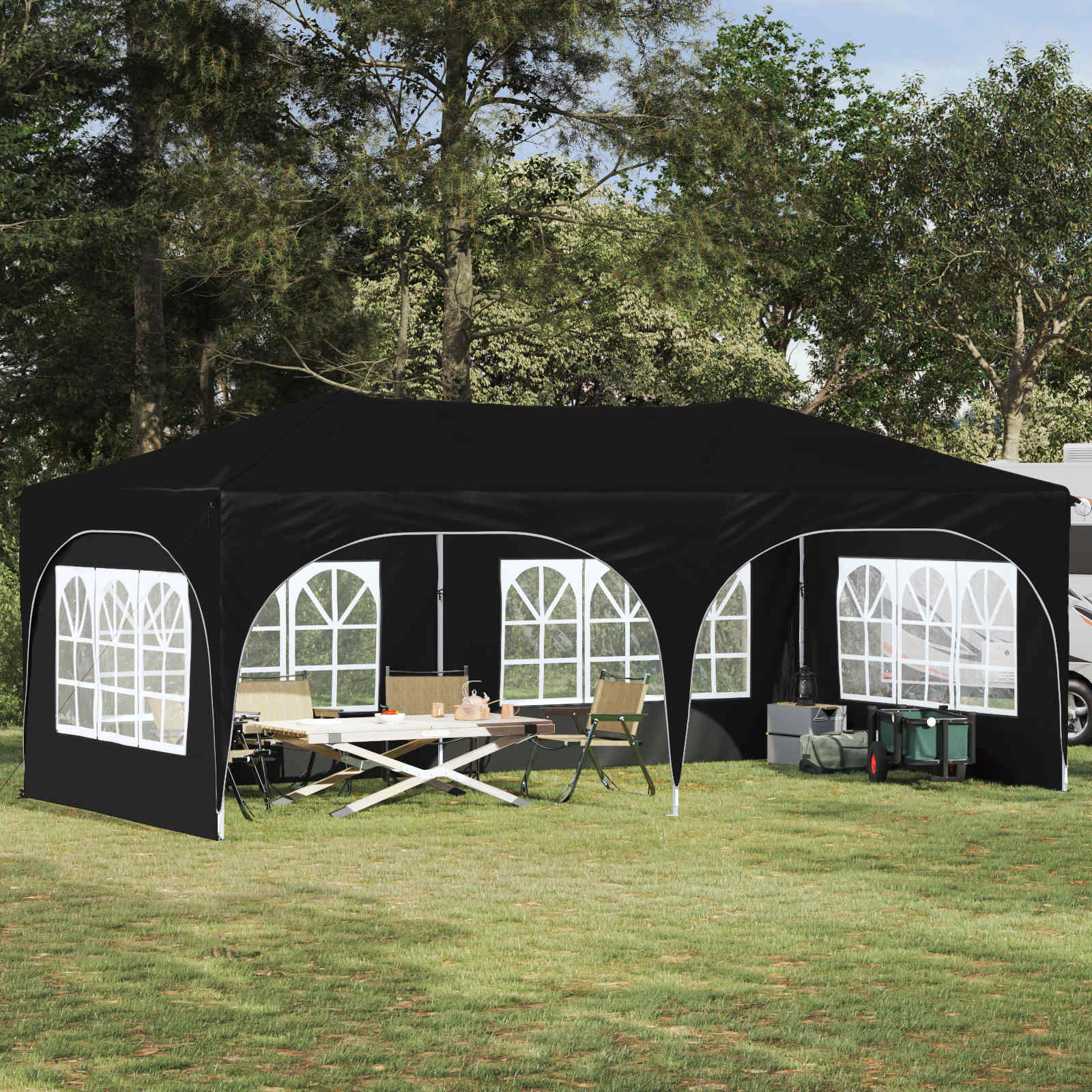 Tenda per feste a pop-up 575 x 288 x 245 cm Nero Tessuto Oxford