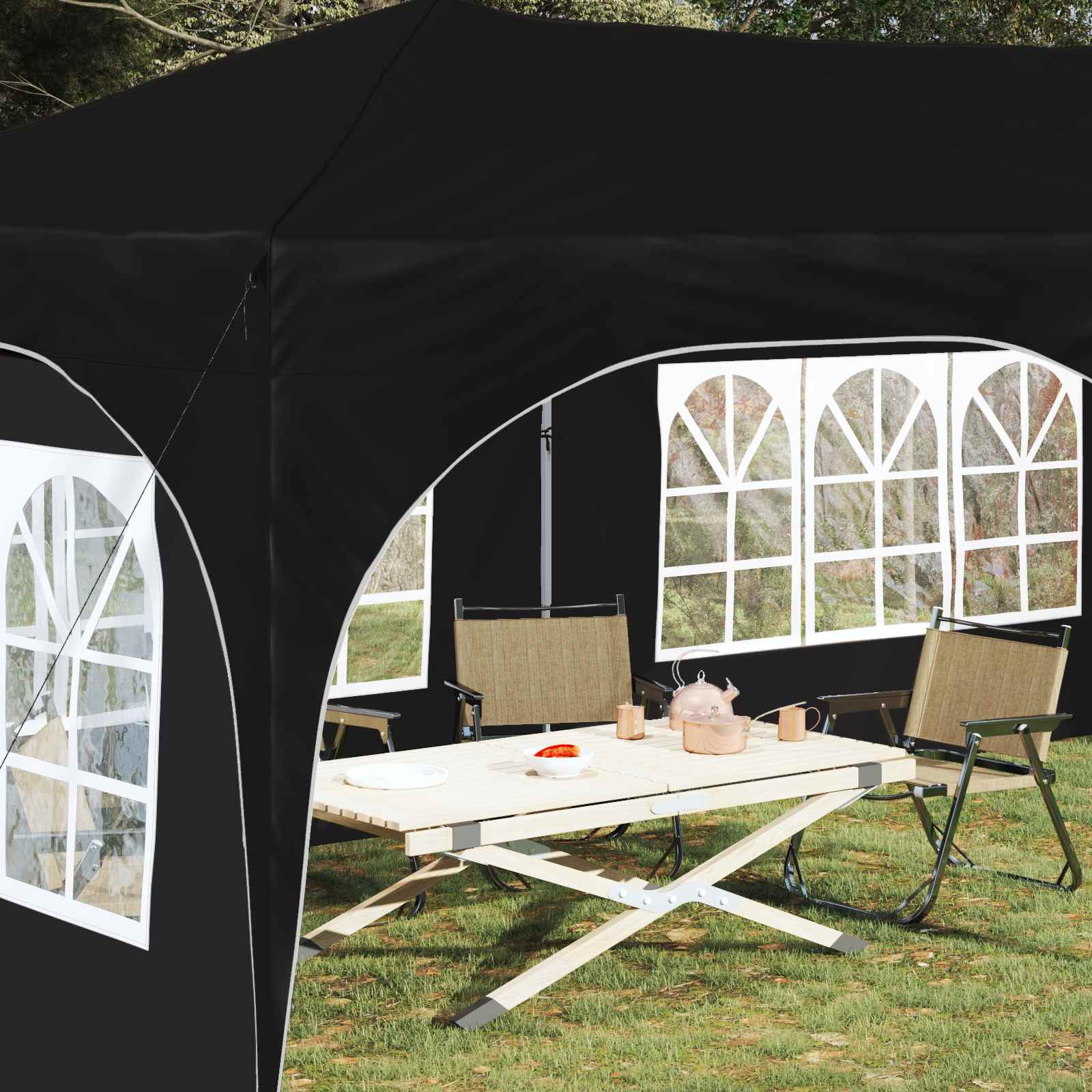 Tenda per feste a pop-up 575 x 288 x 245 cm Nero Tessuto Oxford