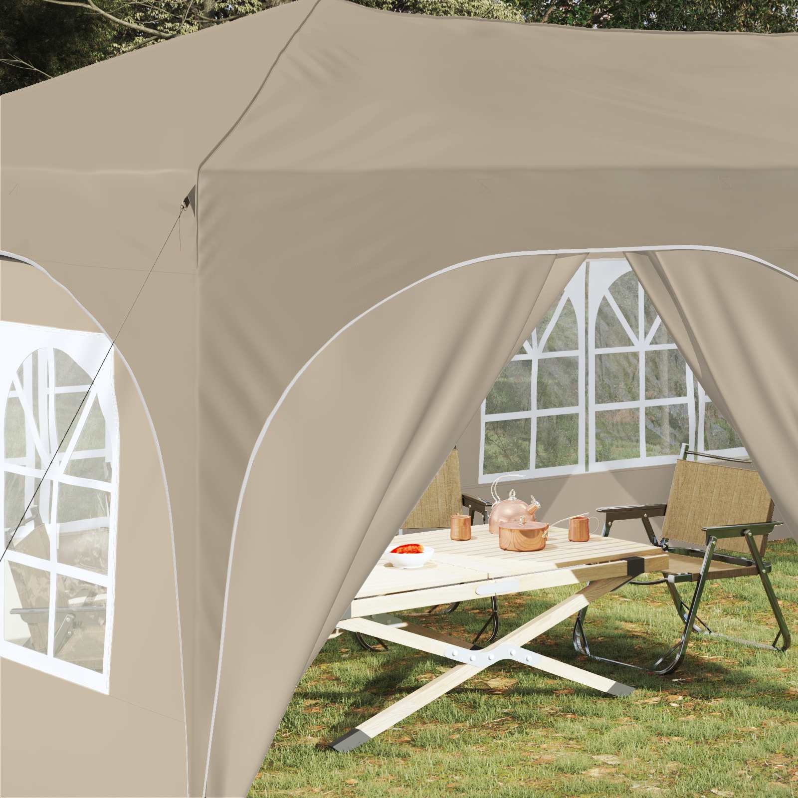 Tenda per feste a pop-up 575 x 288 x 245 cm Crema