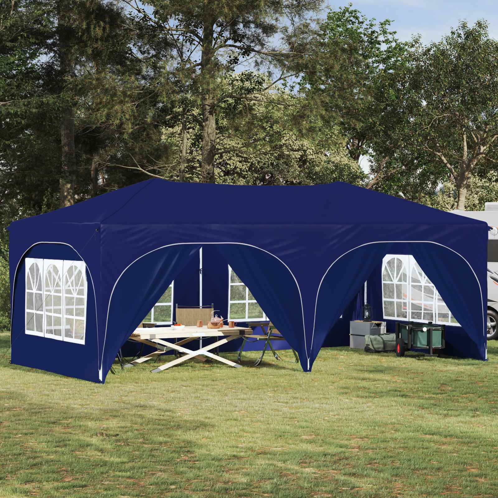 Tenda per feste a pop-up 575 x 288 x 245 cm Blu Tessuto Oxford