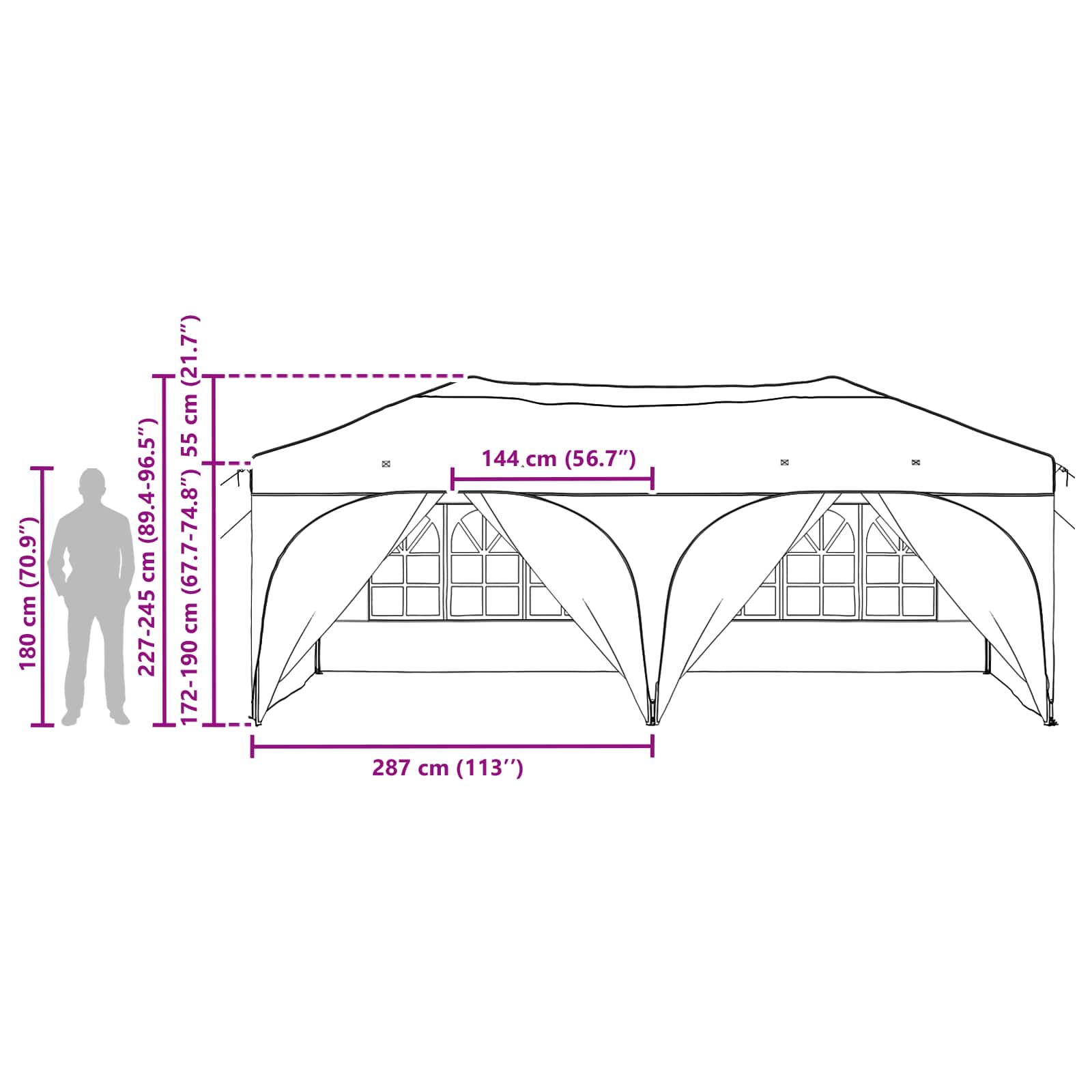 Tenda per feste a pop-up 575 x 288 x 245 cm Beige