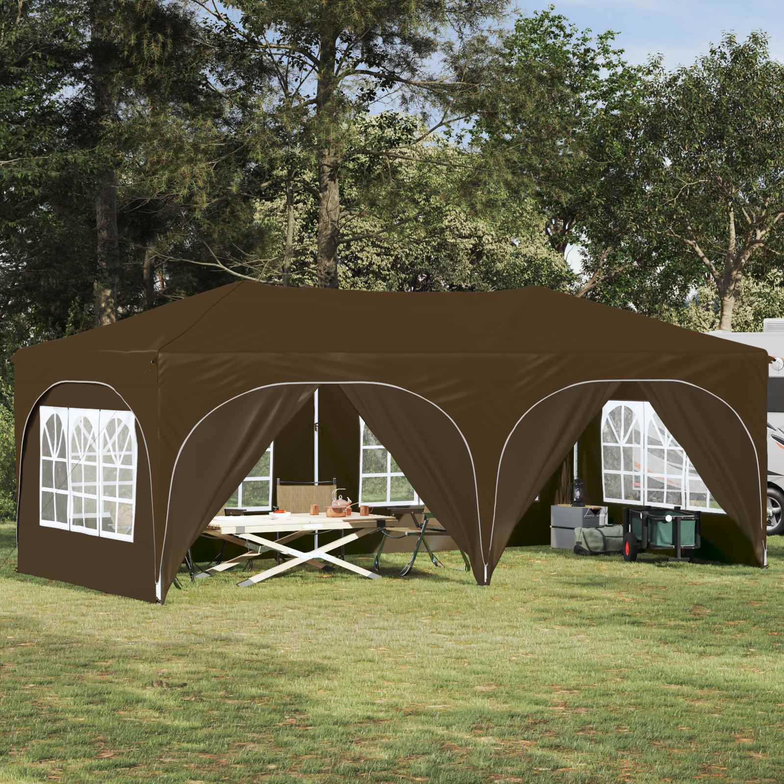 Tenda per feste a pop-up 575 x 288 x 245 cm Tortora