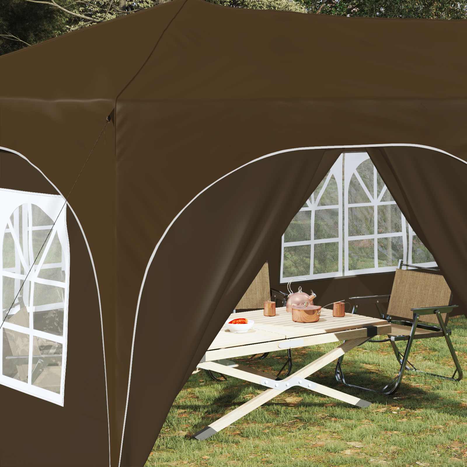 Tenda per feste a pop-up 575 x 288 x 245 cm Tortora
