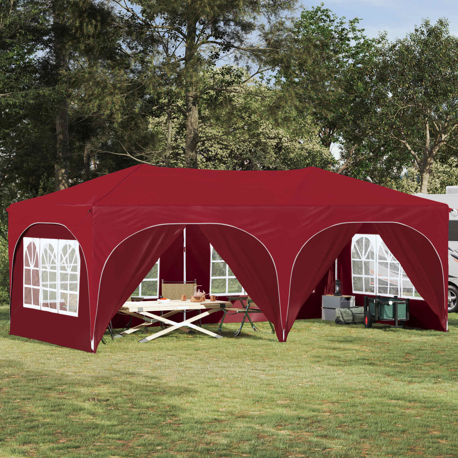 Tenda per feste a pop-up 575 x 288 x 245 cm Borgogna