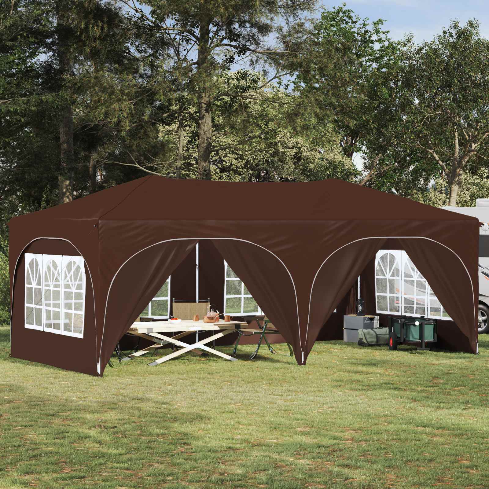Tenda per feste a pop-up 575 x 288 x 245 cm Marrone