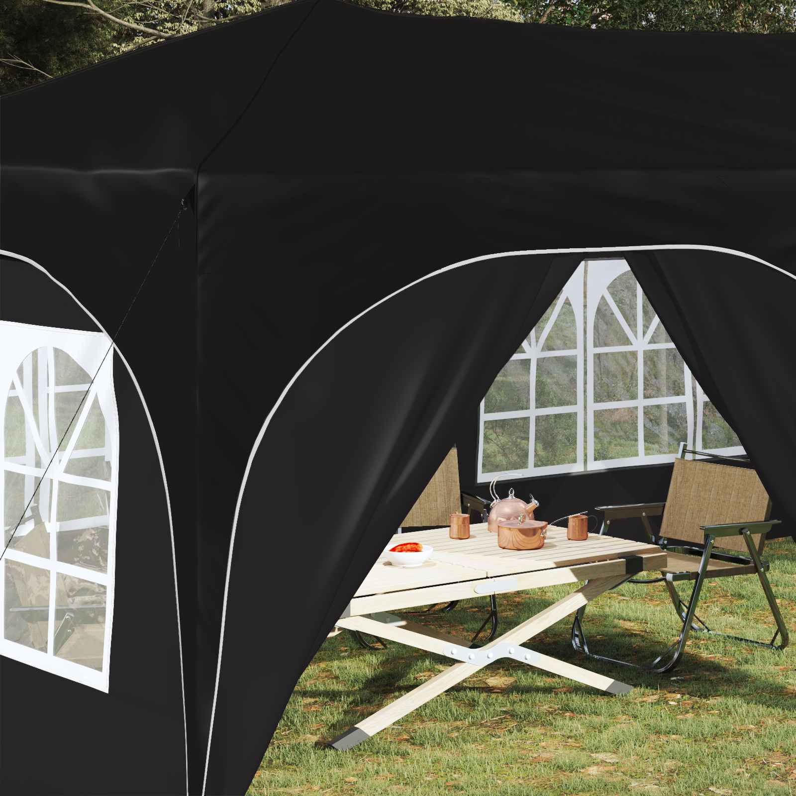 Tenda per feste a pop-up 575 x 288 x 245 cm Nero Tessuto Oxford