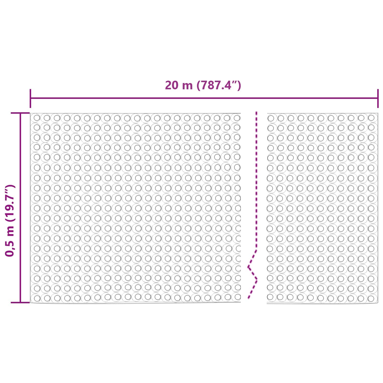 Foglio di drenaggio stampato Nero 0,5 x 20 m HDPE