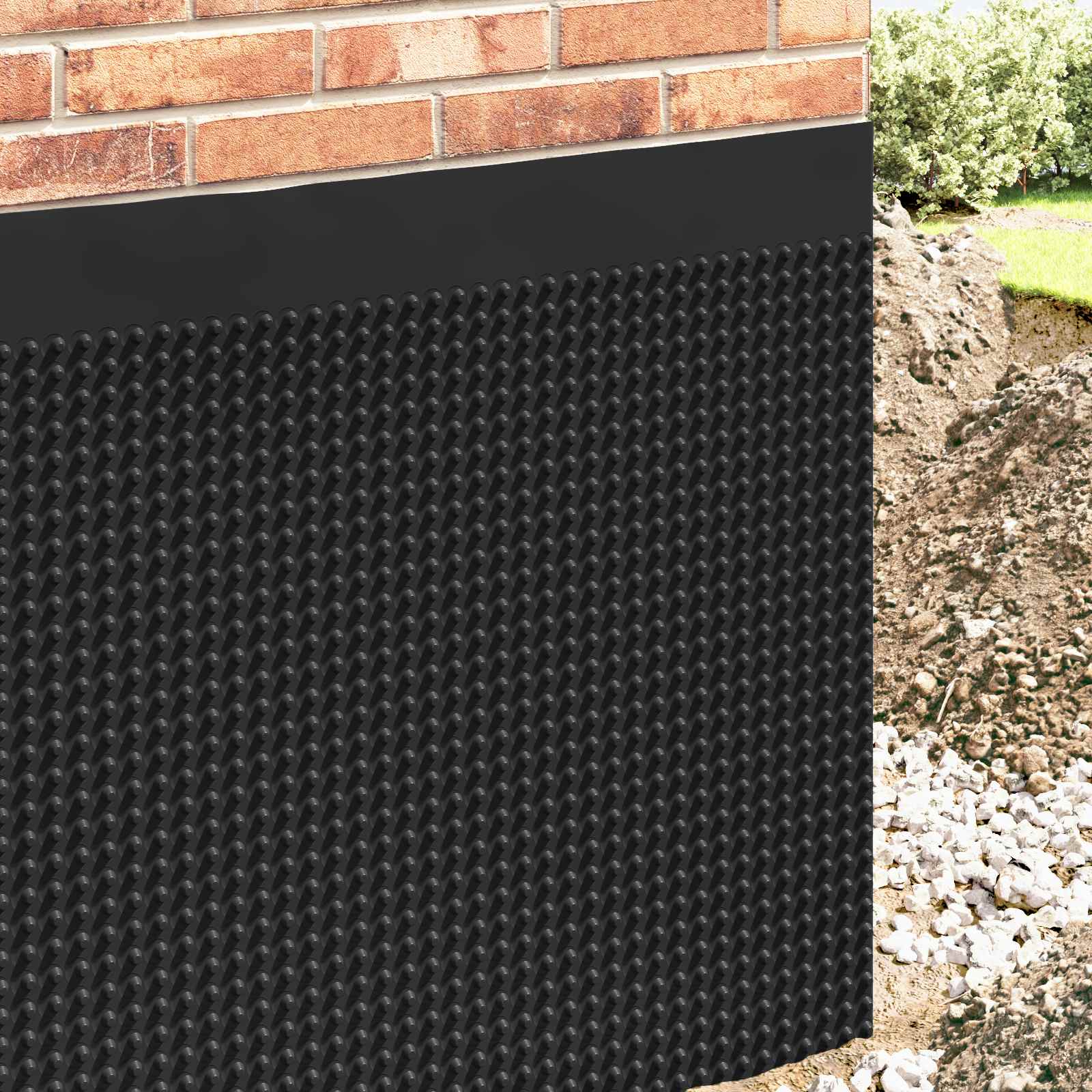 Foglio di drenaggio stampato 2 pz Nero 0,5 x 20 m HDPE