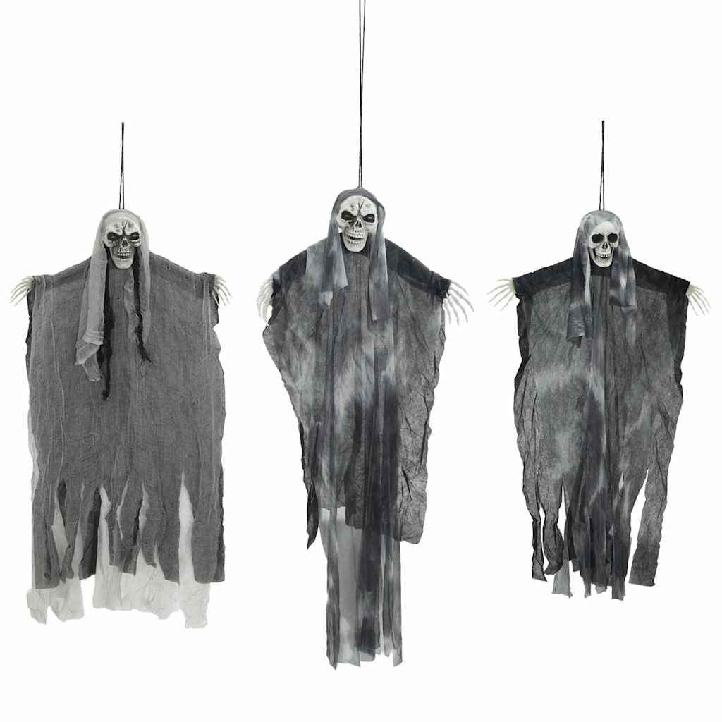 Fantasma appeso di Halloween 3 pz Nero 66 x 110 cm Poliestere