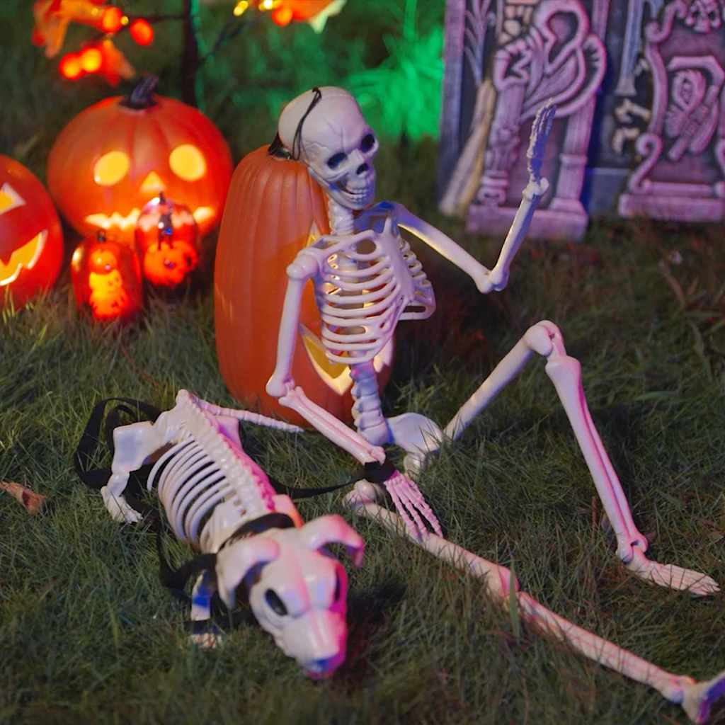 Decorazione Scheletro di Halloween 2 pz Bianco 155 x 38.5 cm