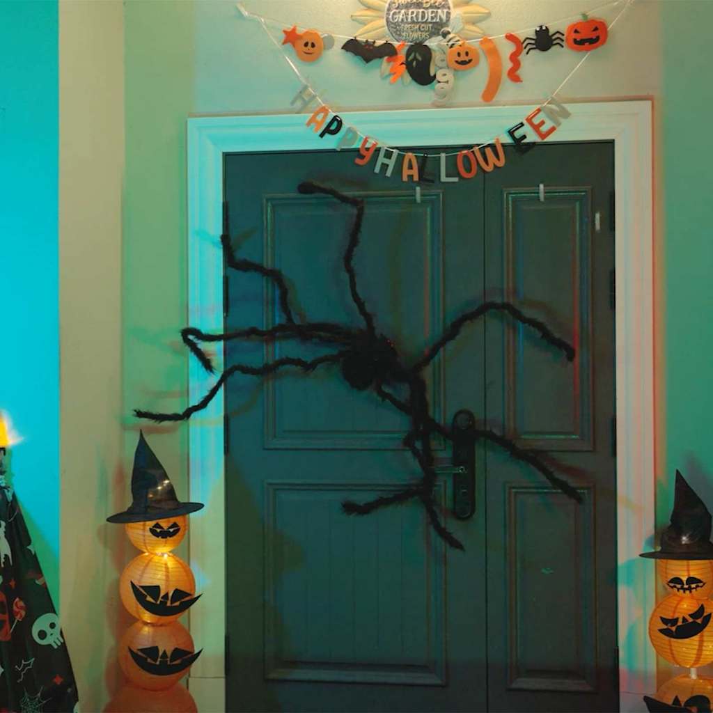 Decorazione Ragno di Halloween 6 pz Nero 75 cm