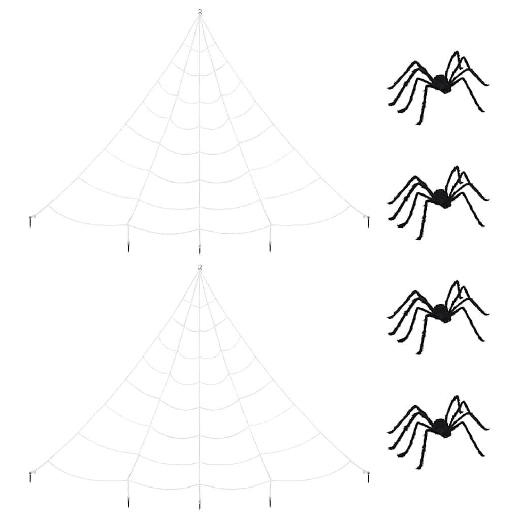 Decorazione di Halloween con ragni e ragnatele 4 pz 150 cm