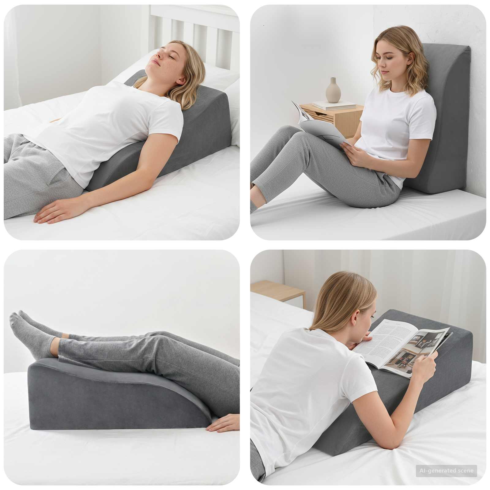 Cuscino per Gambe 68 x 40 x 18 cm Schiuma PU Grigio