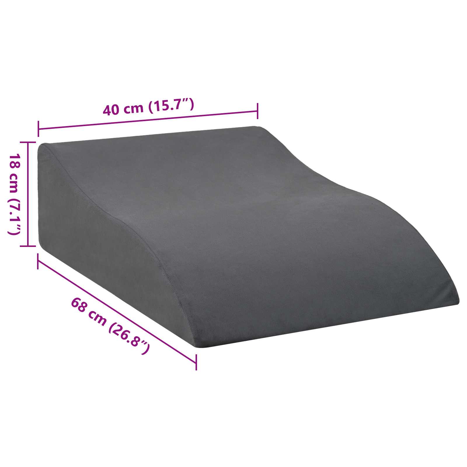 Cuscino per Gambe 68 x 40 x 18 cm Schiuma PU Grigio