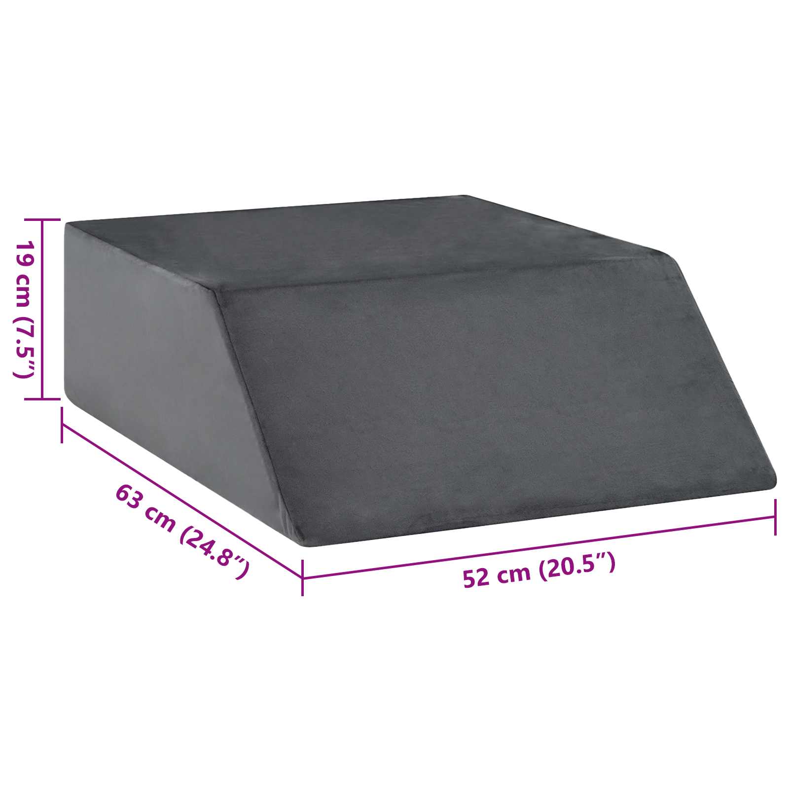 Cuscino per Gambe 63 x 52 x 19 cm Duro Schiuma PU Grigio