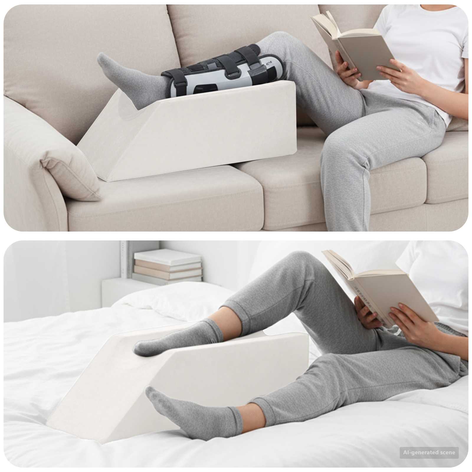 Cuscino per Gambe 68 x 25 x 21,5 cm Duro Schiuma PU Bianco