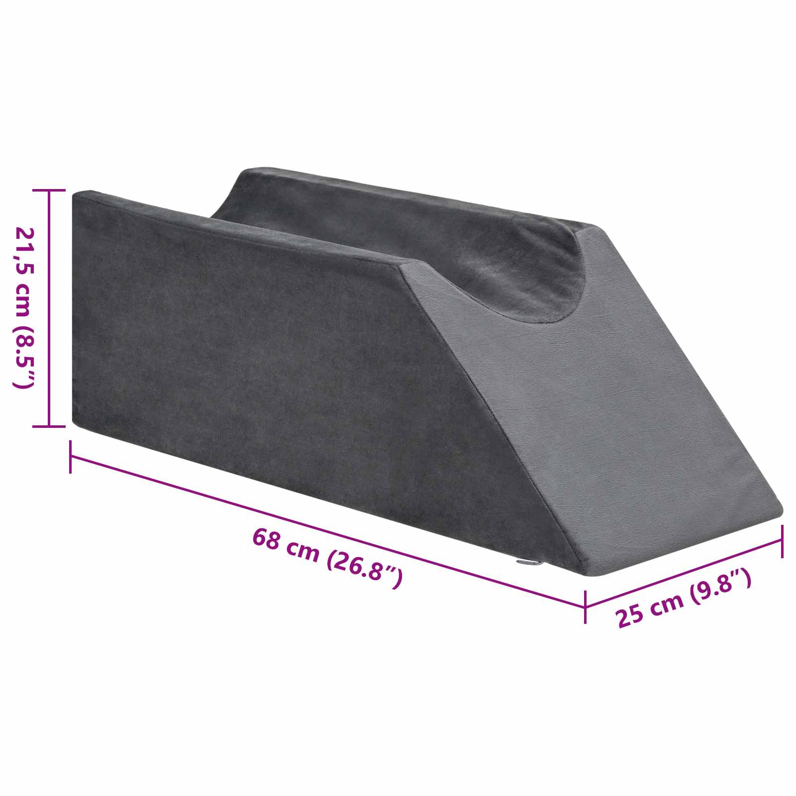 Cuscino per Gambe 68 x 25 x 21,5 cm Duro Schiuma PU Grigio