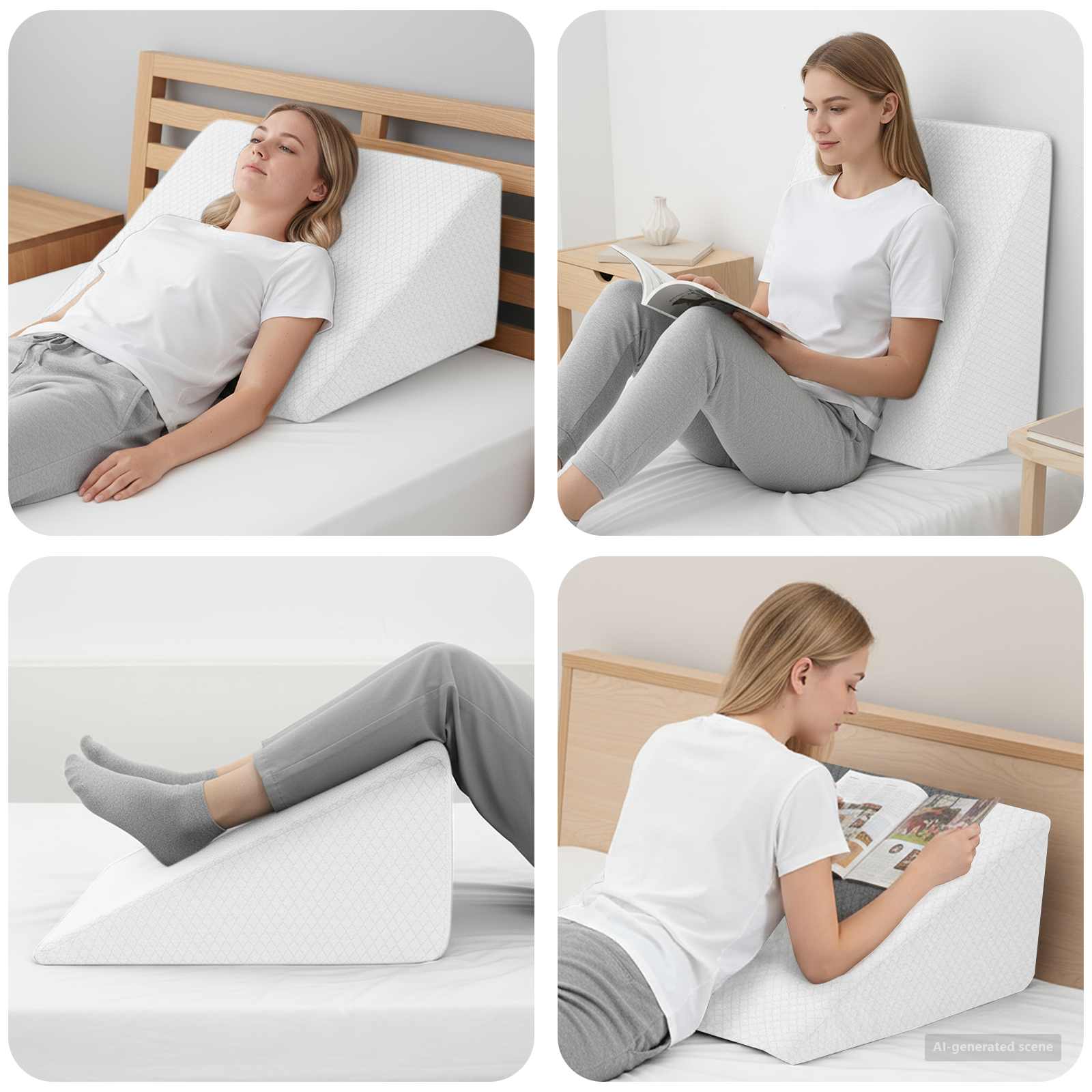Cuscino per Gambe 60 x 50 x 30 cm Morbido Schiuma Memory Bianco