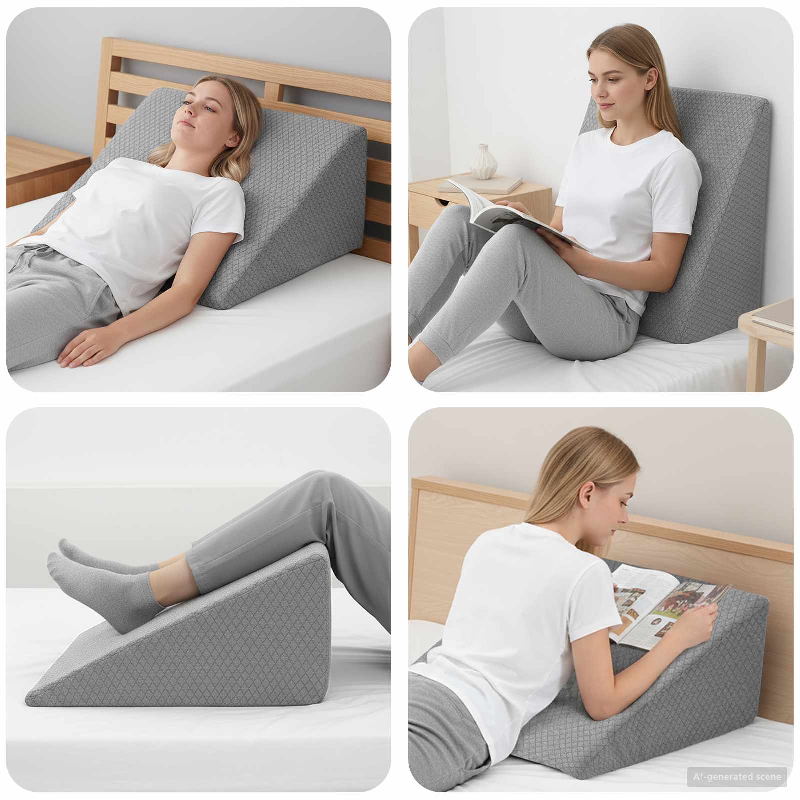 Cuscino per Gambe 60 x 50 x 30 cm Morbido Schiuma Memory Grigio