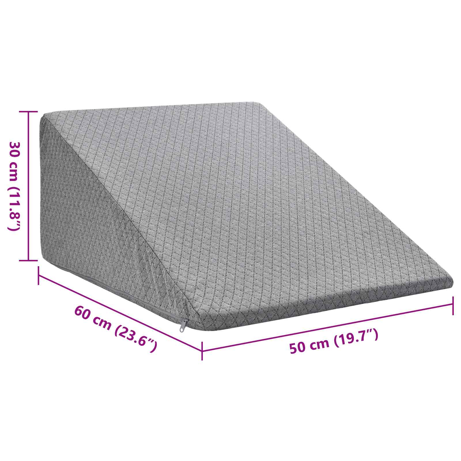 Cuscino per Gambe 60 x 50 x 30 cm Morbido Schiuma Memory Grigio