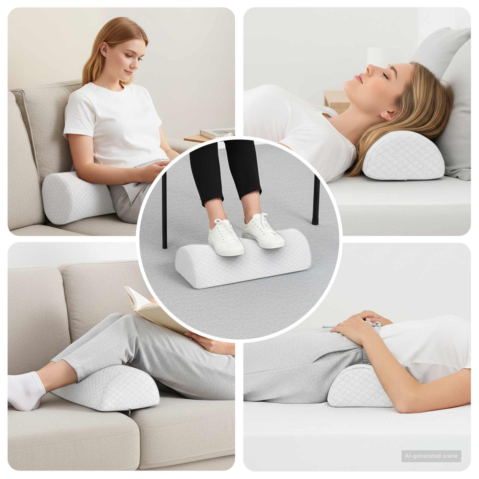 Cuscino per Gambe 52 x 20 x 12 cm Medio Schiuma Memory Bianco