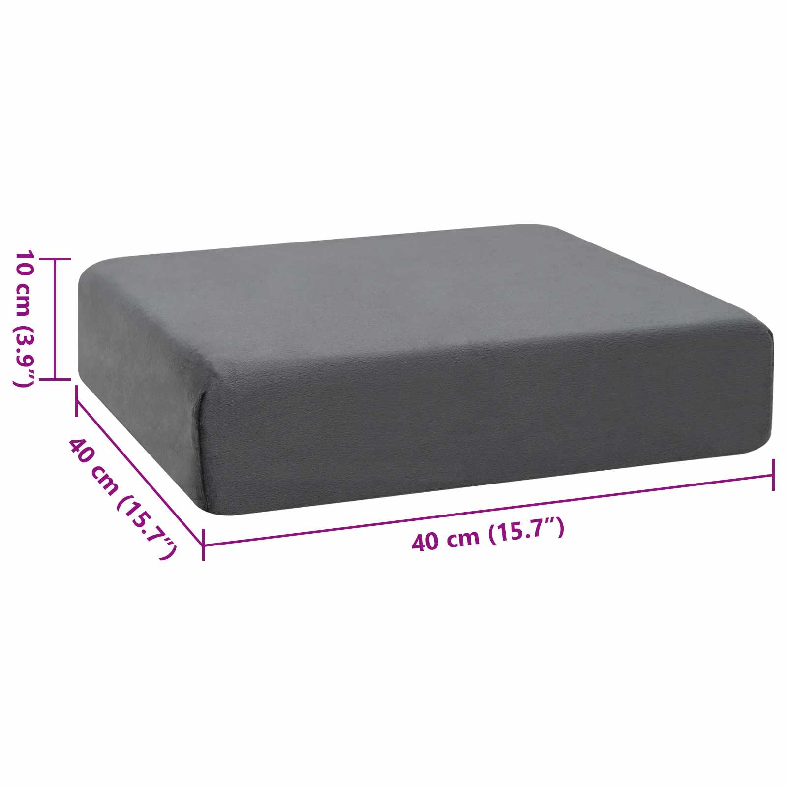 Cuscino per la seduta 40 x 40 x 10 cm Schiuma PU Grigio