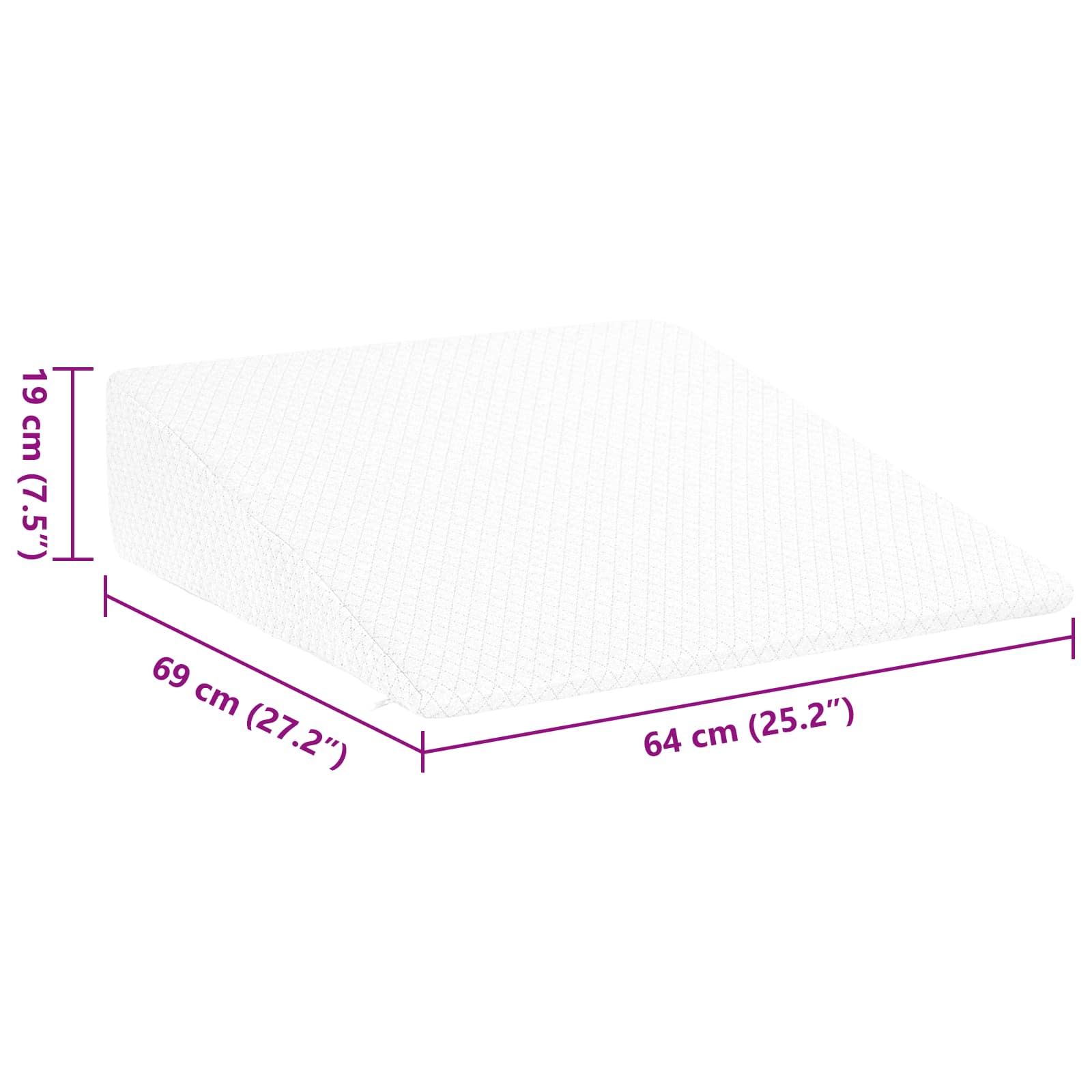 Cuscino a Wedge 69 x 64 x 19 cm Medio Schiuma Memory Bianco