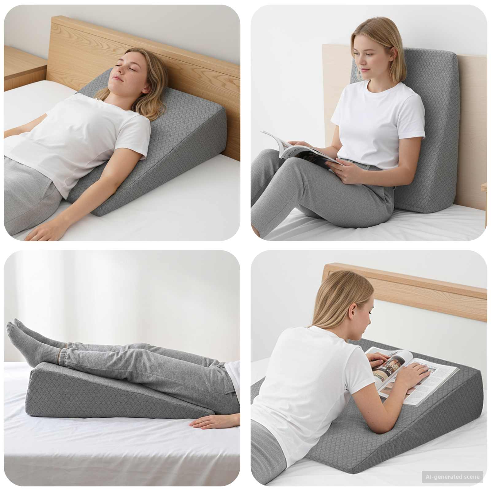 Cuscino a Wedge 69 x 64 x 19 cm Medio Schiuma Memory Grigio
