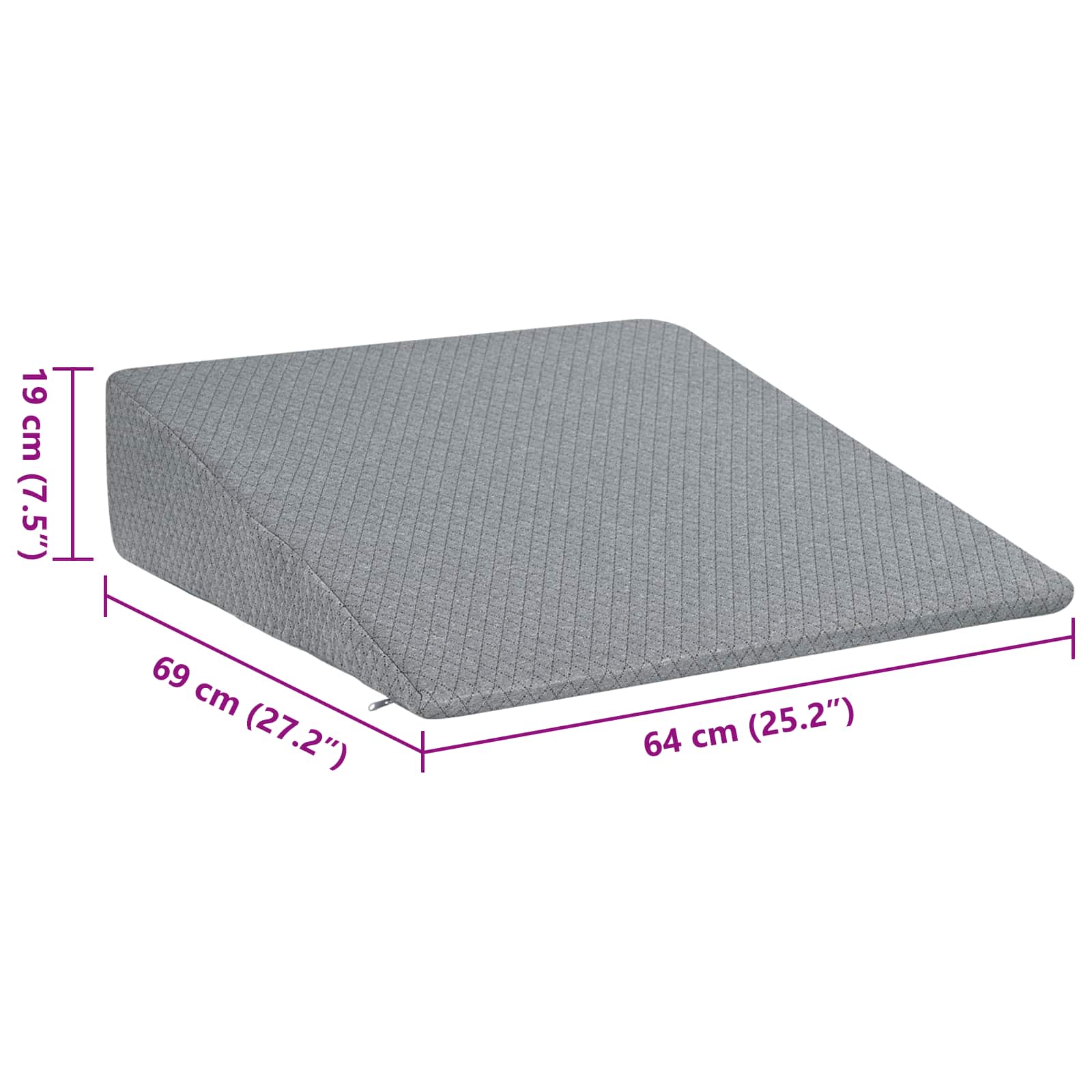 Cuscino a Wedge 69 x 64 x 19 cm Medio Schiuma Memory Grigio