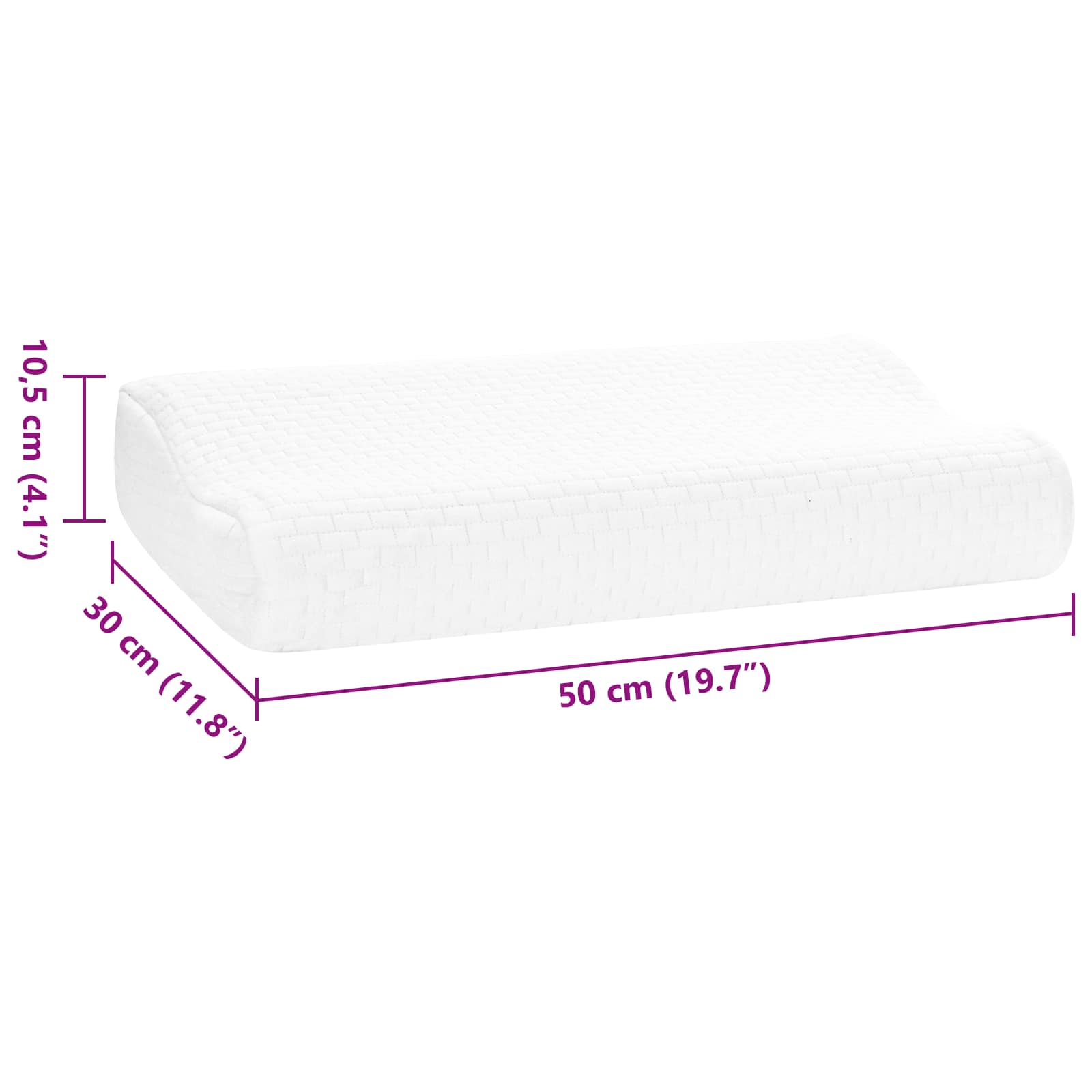 Cuscino da Letto 50 x 30 x 10,5 cm Medio Schiuma Memory Bianco