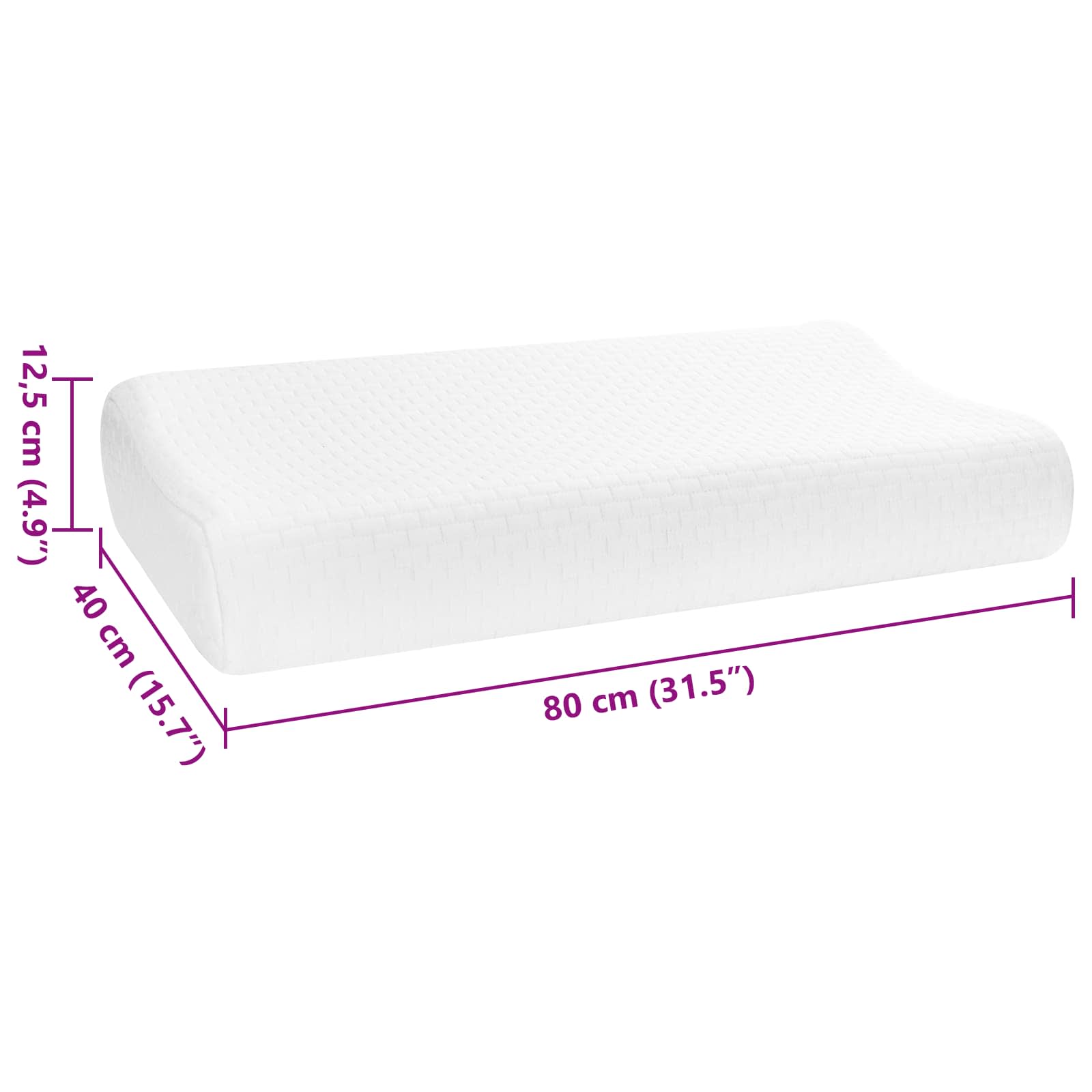 Cuscino da Letto 80 x 40 x 12,5 cm Medio Schiuma Memory Bianco