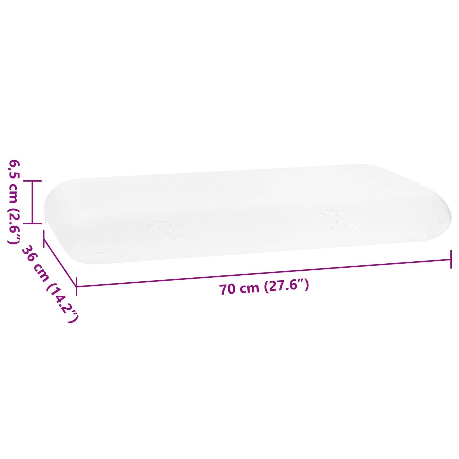 Cuscino da Letto 70 x 36 x 6,5 cm Medio Schiuma Memory Bianco