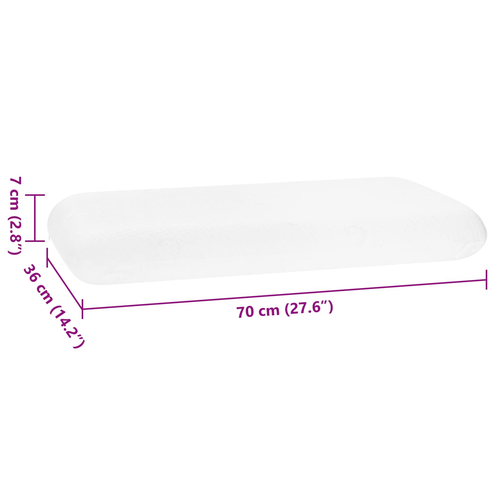 Cuscino da Letto 70 x 36 x 7 cm Medio Schiuma Memory Bianco
