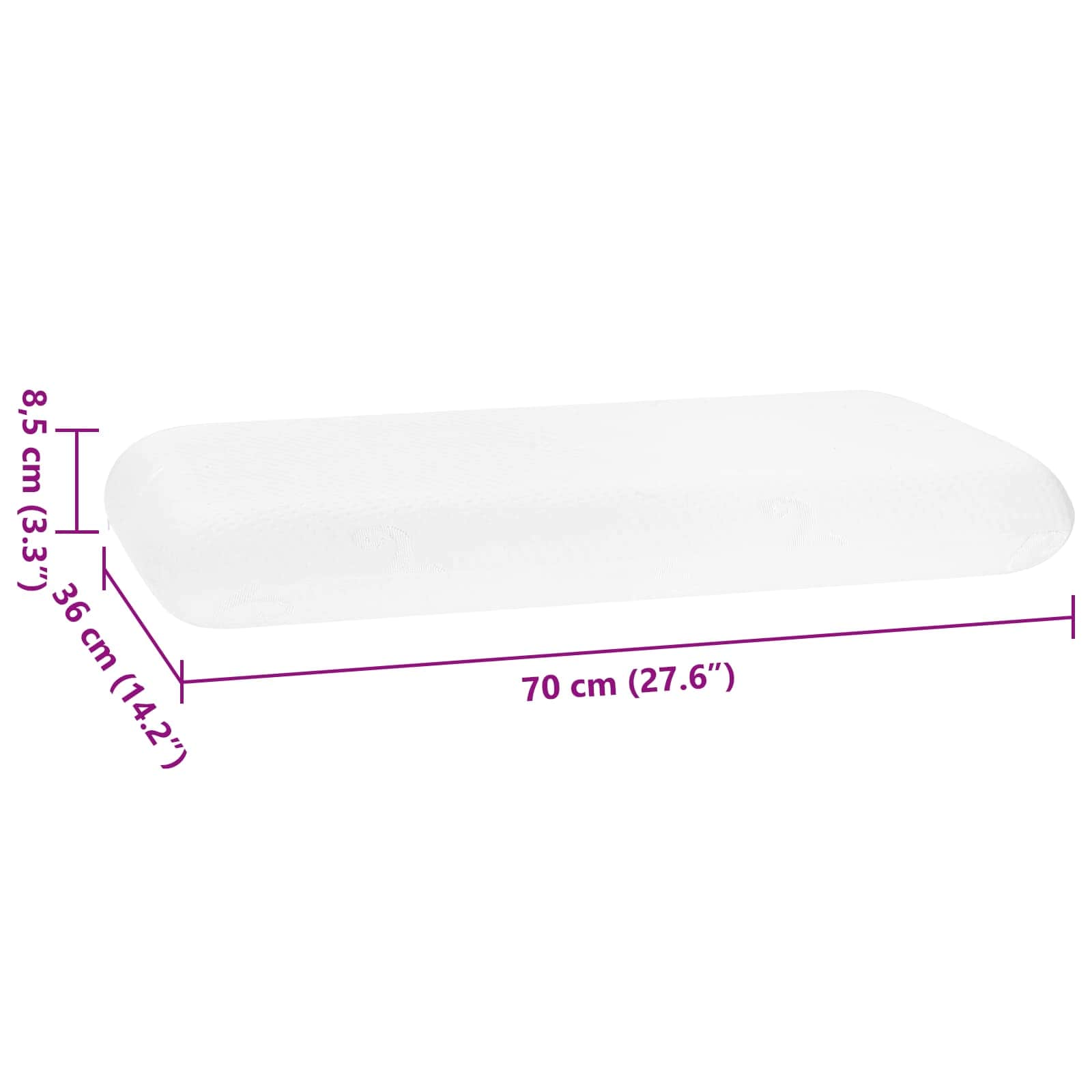 Cuscino da Letto 70 x 36 x 8,5 cm Medio Schiuma Memory Bianco