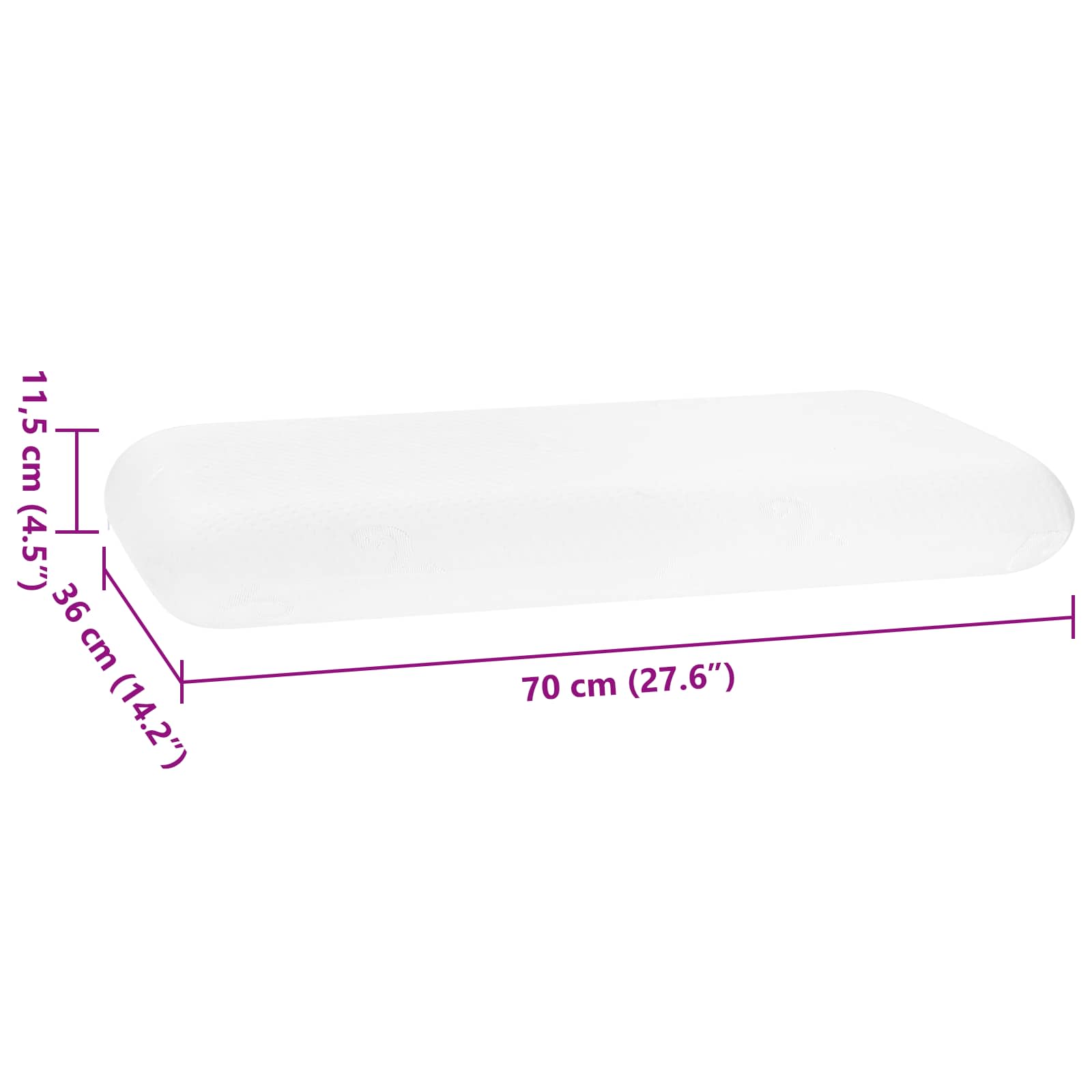 Cuscino da Letto 70 x 36 x 11,5 cm Medio Schiuma Memory Bianco